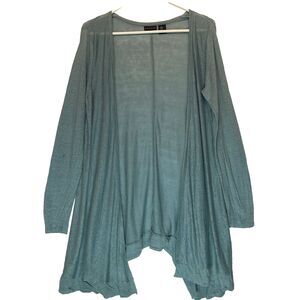 Tahari Womens Cardigan Size Medium 100% Linen Open Front Long Sleeve